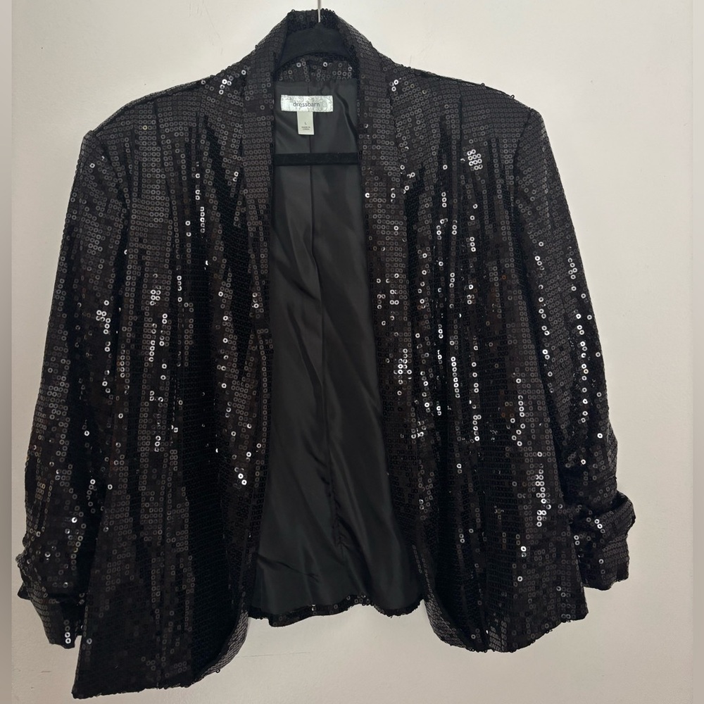 Dressbarn Shimmering Black Sequin Jacket